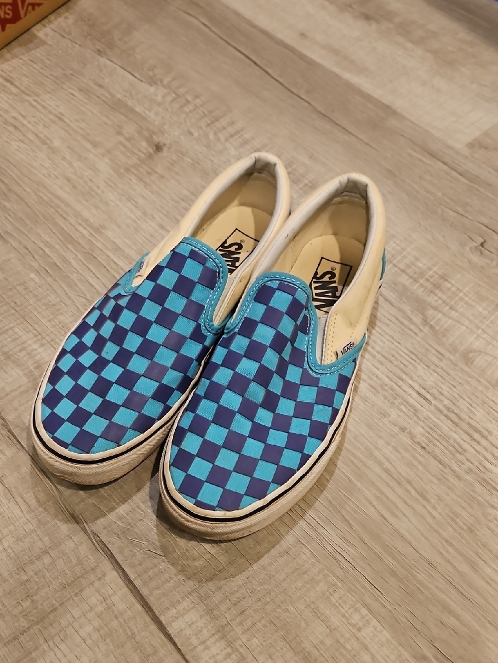 Vans Slip-On Checkerboard in Purple/Teal Rubber Checkerboard